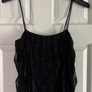 ZARA Black Sequin Spaghetti Strap Dress